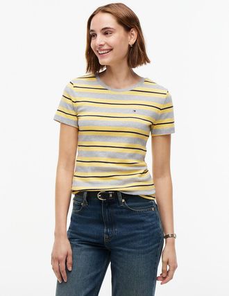 Tommy Hilfiger Womens Striped Favorite T-Shirt - Grey Heather - XXL