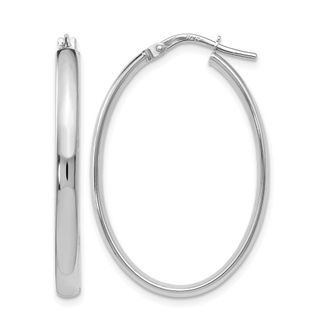 Diamond2Deal 10K White Gold Oval Shape Hoop Earrings