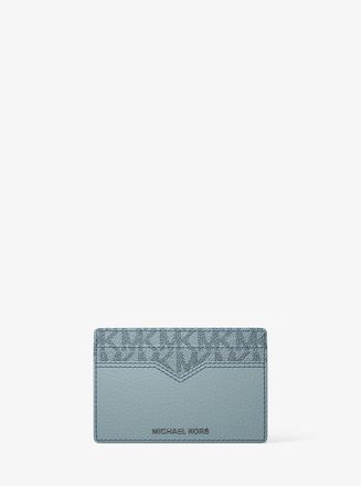 Michael Kors Hudson Pebbled Leather and Signature Logo Money Clip Card Case