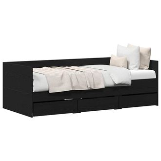 Berkfield Home Modern Daybed Black oak Engineered wood 90 x 190 cm Durable Daybed