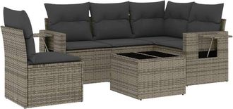 vidaXL Vidaxl - Set De Muebles De Jard&iacute;n 6 Pzas Y Cojines Rat&aacute;n Sint&eacute;tico Gris