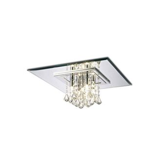 Netlighting Starda Flush Ceiling Square 5 Light G9 Polished Chrome Crystal in Grey