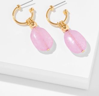 Talbots Oralia Hoop Earrings - Lavender Dawn/Gold - 001 Talbots