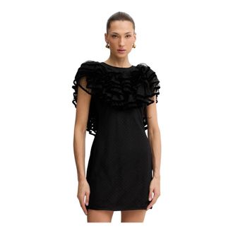 Twinset Vestido corto de tul plumetis - Dresses - Mujer - Negro - L