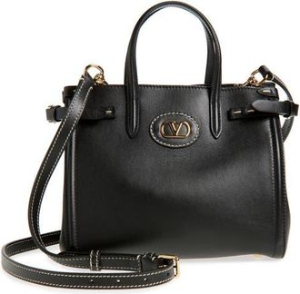Valentino Garavani Small Antibes Leather Tote in 0No Nero at Nordstrom