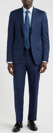 Samuelsohn Dark Blue Windowpane Check Wool Suit at Nordstrom, Size 44