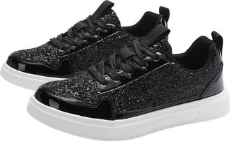 Generic New UK 6.5 Glitter Sparkly Fashion Sneakers Women Low Top Sequins Lace Up Tennis Shoes Comfort Bling Fashion Shiny Walking Shoes Wedding Bridal Shoe G