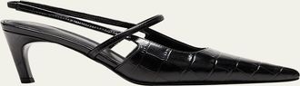 Toteme Sharp Croco Slingback Pumps