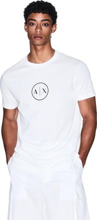 A|X Armani Exchange Mens Circle Logo Tee T-Shirt, Off White, XL