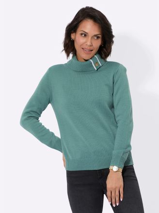 Casual Looks Rollkragenpullover CASUAL LOOKS Pullover, Damen, Gr. 38, gr&uuml;n (jade), 100% Polyester, unifarben, Pullover Rollkragenpullover
