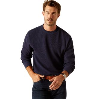Ariat Mens Hexham Sweatshirt Long Sleeve in Navy, Size Medium, by Ariat