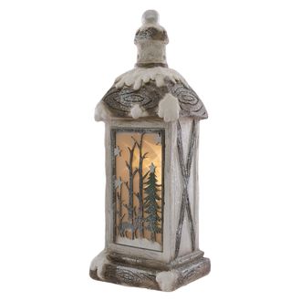 ECD Germany Ecd Germany Linterna De Navidad Led Iluminada En Blanco C&aacute;lido 60 Cm Blanca Beige Con Imagen De Abeto Verde Nevada Decoraci&oacute;n Navide&ntilde;a De Interior Can
