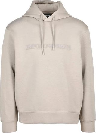 Emporio Armani Beige Hooded Neoprene Effect Sweatshirt