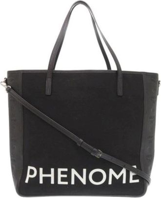 MCM Pre-owned Tote Bags, female, Black, Size: ONE SIZE Pre-owned Canvas totes
