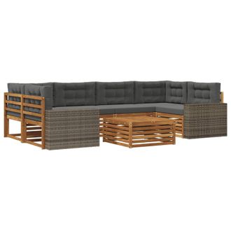 vidaXL Conjunto De Sof&aacute;s De Exterior 7 Uds. Natural Y Antracita Vidaxl