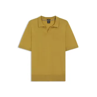 BOSS Merino wool knit polo with Johnny collar