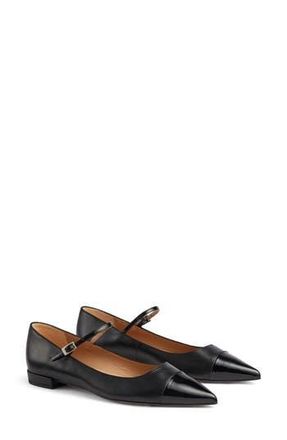 L.k. Bennett Monty Pointed Cap Toe Mary Jane Flat in Bla-Black at Nordstrom Rack, Size 12Us / 42Eu