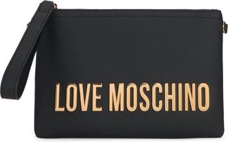 Love Moschino Pouch met logotekst - Dames - Clutches - Zwart - ONE Size - Polyester - Tassen