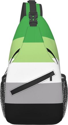 Generic Aromantic Pride Flag Crossbody Bag Adjustable Shoulder Bag With Zipper Chest Backpack For Camping Men Women