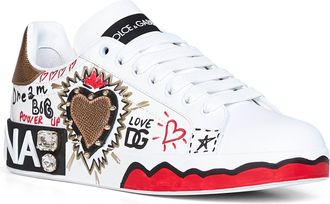 Dolce & Gabbana Womens Sneakers Portofino White Leather Calf Trainers