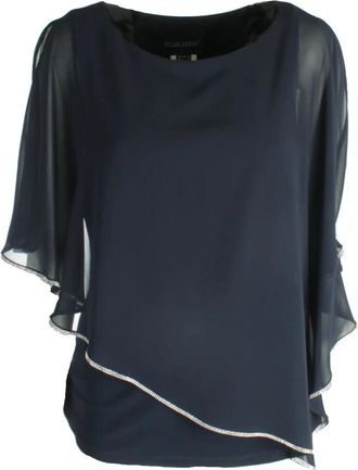 Frank Lyman Design Navy Blauwe Blouse Stijl 185420 - Dames - Blouses - Blauw - 3XL - Overhemden
