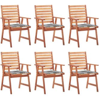 vidaXL Vidaxl - Sillas Comedor De Jard&iacute;n Y Cojines 6 Uds Madera Maciza Acacia