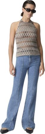 Missoni 3d Diamond Mixed Viscose Top With Halter Neck in Green& Brown at Nordstrom, Size Medium