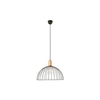 Netlighting Contrast Cage Ceiling Pendant Matt Black Light Wood 1x E27 48.7cm