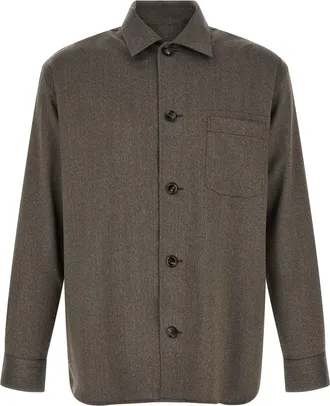 Brioni Brown Wool Mens Blouse