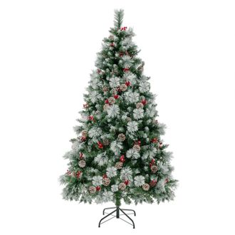 Costway Costway 7FT Pre-Lit Artificial Christmas Tree Hinged Xmas Tree w/400 LED Lights in Green