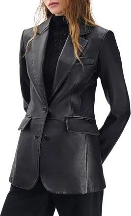Rag & Bone Ash Leather Blazer in Black at Nordstrom, Size 10