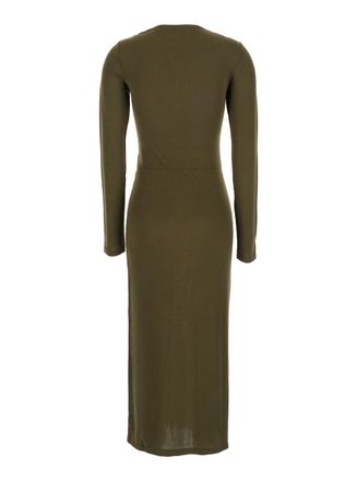 Isabel Marant Womens Green Midi Dress With Round Neck And Ruched Details Modal