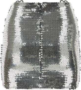 Nensi Dojaka Womens Sequin Mini Skirt Silver Polyester Nylon Elastane