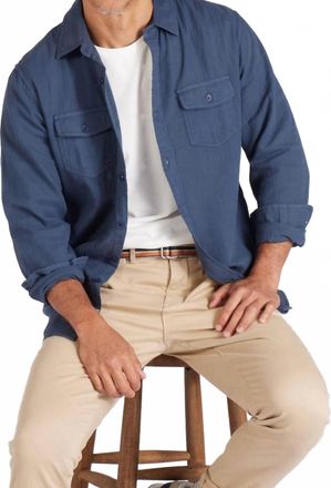 Grayers Brando Lightweight Double Cloth Shirt In Navy