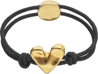 UNOde50 Elastic Thread Bracelet with 18K Gold-Plated Heart in Black at Nordstrom, Size Medium