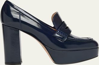 Gianvito Rossi 70mm Patent Platform Penny Loafers