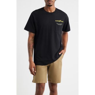 Brixton x Goodyear Service Pocket Cotton Graphic T-Shirt in Black at Nordstrom, Size Xx-Large