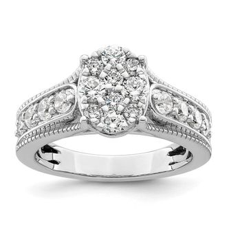 Diamond2Deal 14k White Gold Lab Grown Diamond Engagement Ring 1Ct Clarity- VS Color- G-H