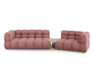 Cosmopolitan Design Sof&aacute; modular derecho 3 plazas de terciopelo salm&oacute;n