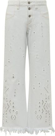 Isabel Marant White Straight Flat Front Pants