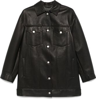 Max Mara Girino leather coat - women - Virgin Wool/Polyester/Lambskin/Acrylic - 38 - Black