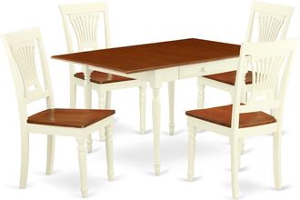 East West Furniture Dining Room Set Buttermilk & Cherry, MZPL5-WHI-W
