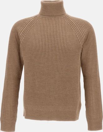 Zanone Beige Roll Neck Wool Sweater