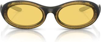 Diesel DL3011U 51mm Oval Sunglasses in Yellow Barreling Metallic at Nordstrom