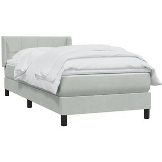 vidaXL Cama Box Spring Con Colch&oacute;n Terciopelo Gris Claro 80x210 Cm Vidaxl