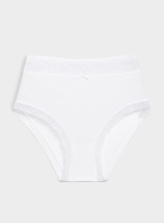 Miiyu Womens Lace trim high-waist bikini panty Organic cotton