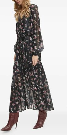 Guess Co Abito lungo a fiori con cintura - Nero