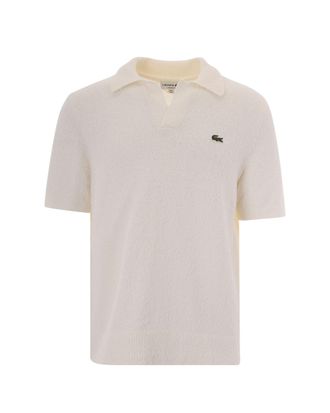 Lacoste Textured Boucl&eacute; Knit Polo Shirt with Embroidered Crocodile