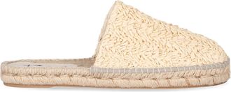 Manebì Mules, female, Beige, Size: 10 US Raffia Round Toe Rubber Mules