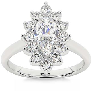 Pompeii3 1 1/2ct Marquise Diamond Halo Engagement Ring 14k Gold Lab Grown